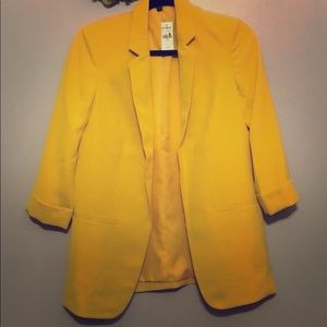 Express bright yellow boyfriend blazer